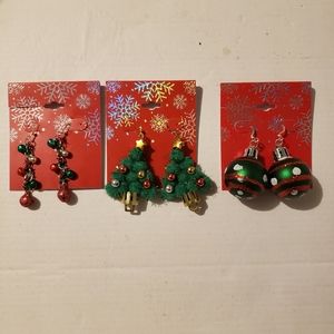3 New Pairs Of Christmas Earrings